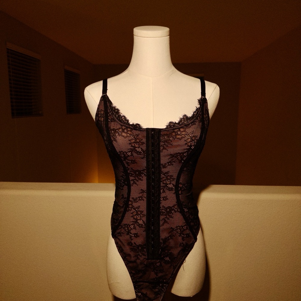 Black Lace Corset Bodysuit